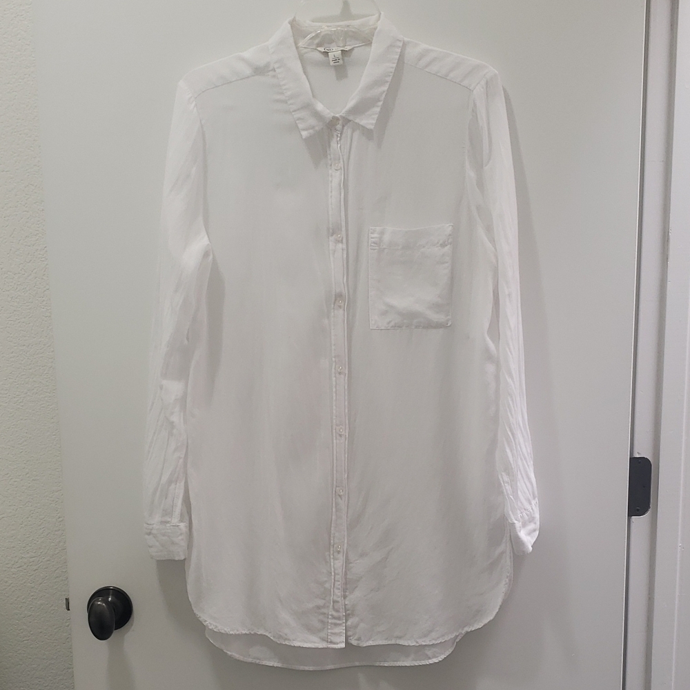 Sheer Lightweight Cotton Viscose Comfort Classic White Shirt Tunic